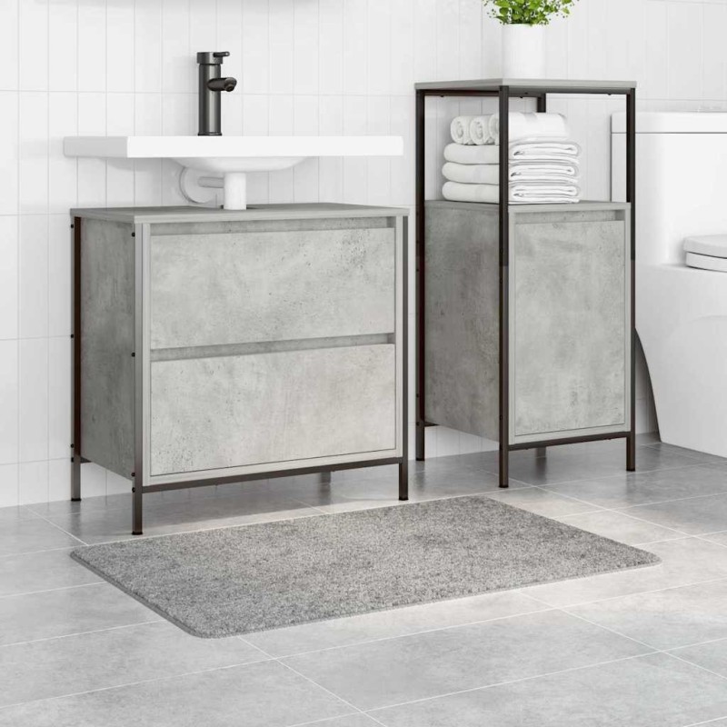 Tapis de bain rectangulaire gris 60x90 cm en polypropylène antidérapant 