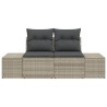 Canapé de jardin 2 places avec rangement et coussins gris poly rotin 