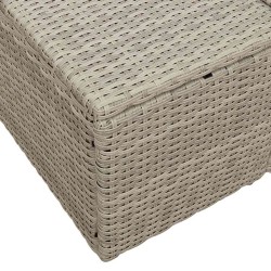 Canapé de jardin 2 places avec rangement et coussins gris poly rotin 