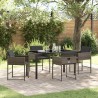 Ensemble de jardin 5 pièces avec coussins gris en poly rotin 