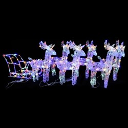 Décoration de Noël Rennes et traîneau 320 LED Acrylique 
