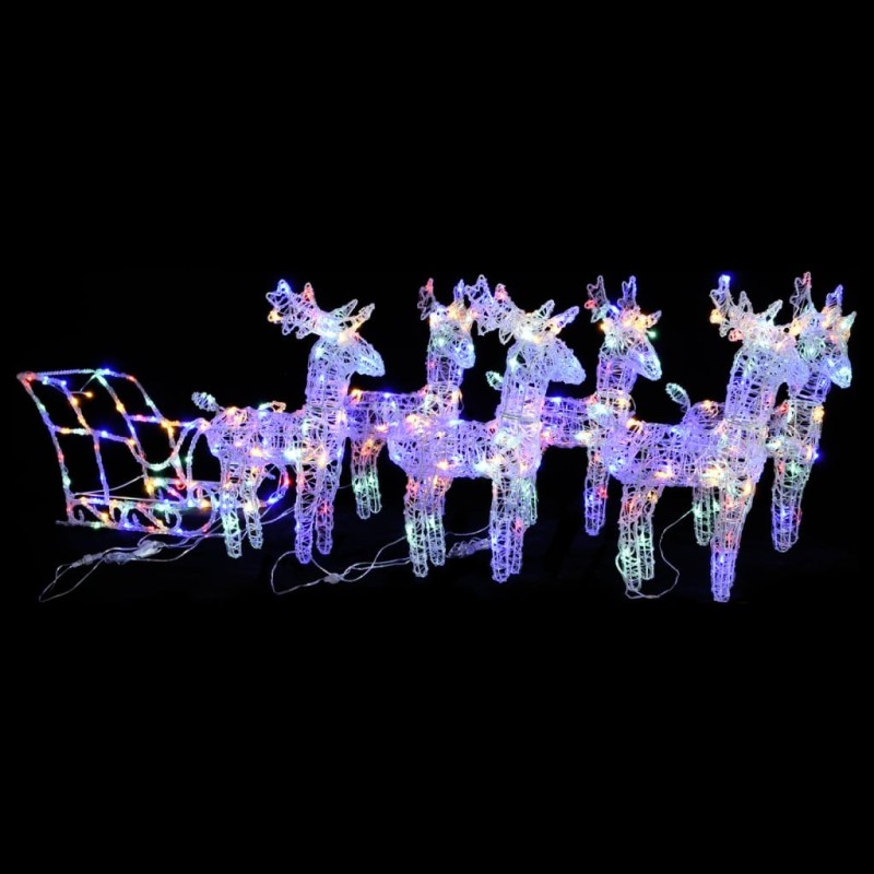 Décoration de Noël Rennes et traîneau 320 LED Acrylique 