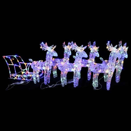 Décoration de Noël Rennes et traîneau 320 LED Acrylique 