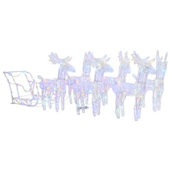 Décoration de Noël Rennes et traîneau 320 LED Acrylique 