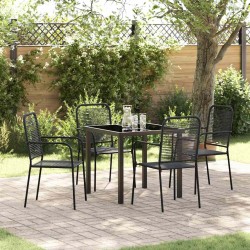 Ensemble de jardin 5 pièces en corde de coton noir et acier 