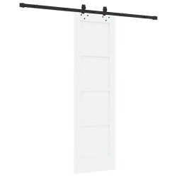 Porte coulissante avec ensemble de quincaillerie blanche 61x198.5 cm en bois massif de pin 