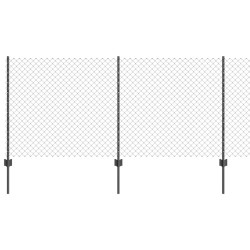 Clôture en Mailles avec 44 Poteaux en U Gris 1x25 m Acier 