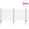 Clôture en Mailles avec 44 Poteaux en U Gris 1x25 m Acier 