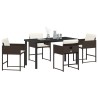Set de salle à manger de jardin 5 pièces avec coussins en poly rotin marron 