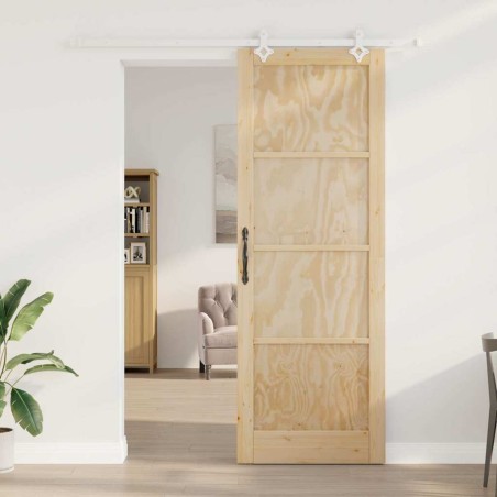 Porte coulissante avec kit quincaillerie 83x232 cm Bois massif Pin 