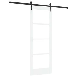 Porte coulissante avec set de quincaillerie blanche 73,5x198,5 cm en bois massif de pin 