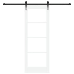 Porte coulissante avec set de quincaillerie blanche 73,5x198,5 cm en bois massif de pin 