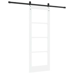 Porte coulissante avec set de quincaillerie blanche 73,5x198,5 cm en bois massif de pin 