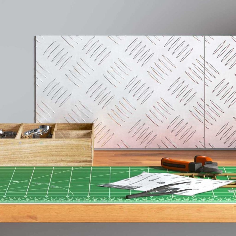 Plaques en Aluminium à Motif en Damier 2 pcs Antidérapantes 30x20 cm 