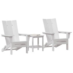 Ensemble de Salon de Jardin 3 Pièces Blanc HDPE 