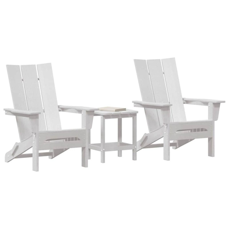 Ensemble de Salon de Jardin 3 Pièces Blanc HDPE 
