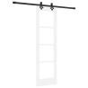 Porte Coulissante avec Kit Quincaillerie "ORKDAL" Blanche en Bois Massif & Verre 