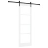 Porte Coulissante avec Kit de Quincaillerie "ORKDAL" Bois Massif Blanc & Verre 