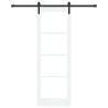Porte Coulissante avec Kit de Quincaillerie "ORKDAL" Bois Massif Blanc & Verre 
