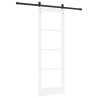 Porte Coulissante avec Kit de Quincaillerie "ORKDAL" Bois Massif Blanc & Verre 