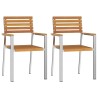 Chaises de jardin empilables 2 pcs en bois d'acacia et acier inoxydable 