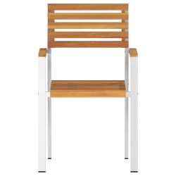 Chaises de jardin empilables 2 pcs en bois d'acacia et acier inoxydable 