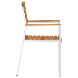 Chaises de jardin empilables 2 pcs en bois d'acacia et acier inoxydable 
