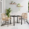 Ensemble de salle à manger de jardin 3 pièces avec coussins marron en poly rotin 