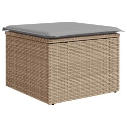 Ensemble de canapé de jardin en 4 pièces avec coussins beiges en poly rotin 