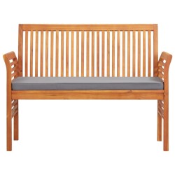 Banc de jardin 2 places avec coussin 120cm Bois d'acacia massif 