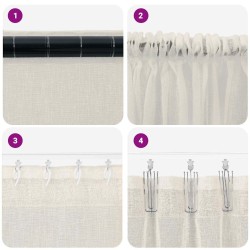 Rideaux avec des rideaux 2 pcs Crème 140 x 175 cm Polyester 