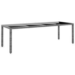 Table de jardin 250x100x75 cm Verre trempé et Résine tressée 