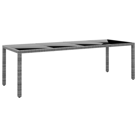 Table de jardin 250x100x75 cm Verre trempé et Résine tressée 