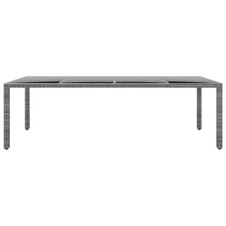Table de jardin 250x100x75 cm Verre trempé et Résine tressée 