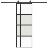 Porte coulissante kit quincaillerie noir 76x205 cm verre trempé 