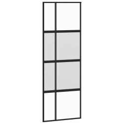 Porte coulissante kit quincaillerie noir 76x205 cm verre trempé 
