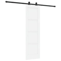 Porte Coulissante avec Ensemble de Quincaillerie 'ORKDAL'Blanc en Bois Massif de Pin 