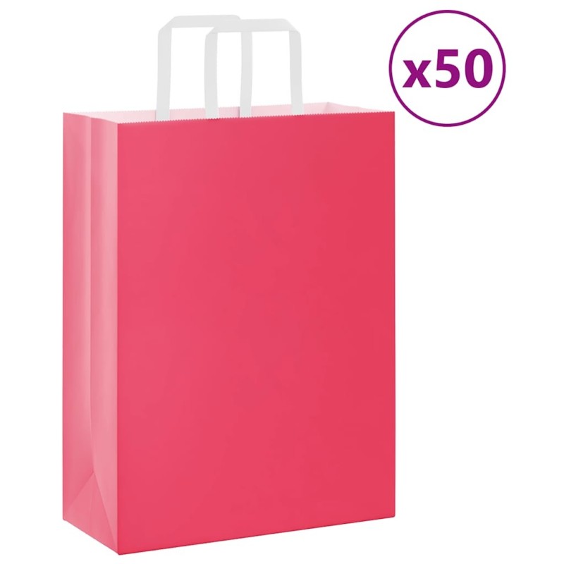 Sacs en papier 50 pcs avec poignées rose 26x12x35 cm 