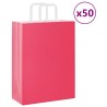 Sacs en papier 50 pcs avec poignées rose 26x12x35 cm 