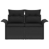 Canapé de Jardin 2 Places avec Rangement & Coussins Noir Poly Rattan 