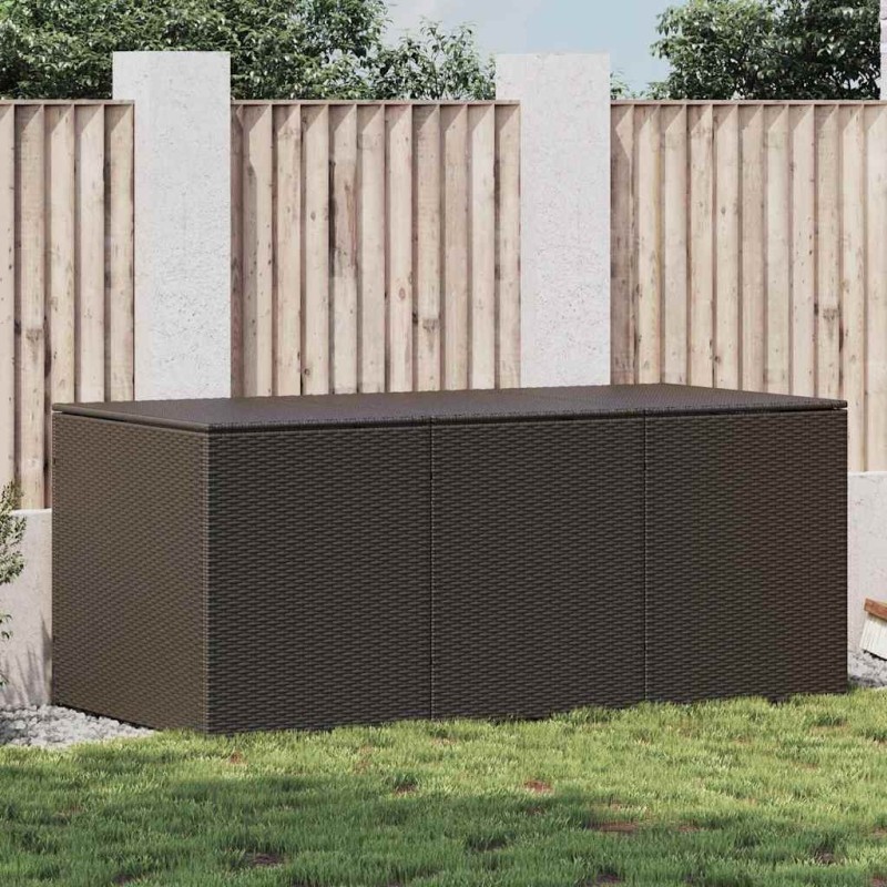 Boîte de rangement de jardin résine tressée 180x90x70 cm marron 