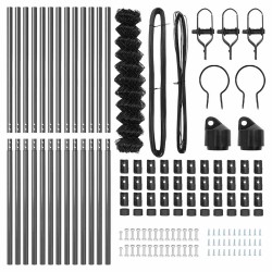 Jeu de Poteaux de Clôture Gris 1.4 x 25 m Acier galvanisé 