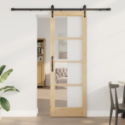Porte coulissante avec set de quincaillerie 73.5x211 cm en bois massif de pin 