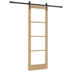 Porte coulissante avec set de quincaillerie 73.5x211 cm en bois massif de pin 