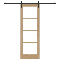 Porte coulissante avec set de quincaillerie 73.5x211 cm en bois massif de pin 