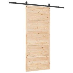 Porte coulissante Marron 90 x 208 cm Bois massif en pin 