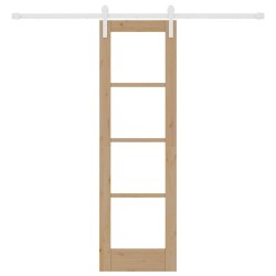 Porte coulissante avec quincaillerie "ORKDAL" en bois massif et verre 