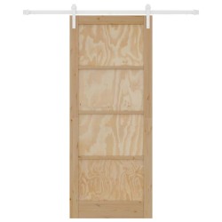 Porte coulissante Ensemble de 2 Naturel et blanc Bois de pin massif 