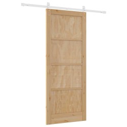 Porte coulissante Ensemble de 2 Naturel et blanc Bois de pin massif 