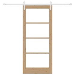 Porte coulissante avec quincaillerie 'ORKDAL'en bois massif et verre 